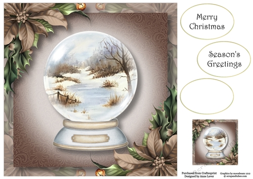 Beautiful Snowglobe & Chocolate Poinsettias 8x8