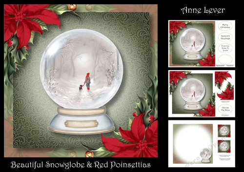 Beautiful Snowglobe & Red Poinsettias