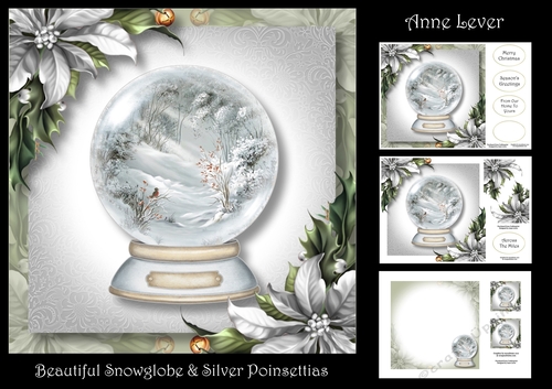 Beautiful Snowglobe & Silver Poinsettias