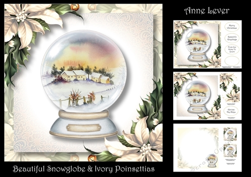 Beautiful Snowglobe & Ivory Poinsettias