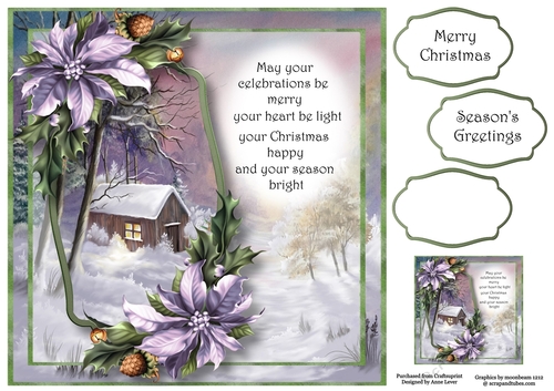 Scenic Verse Christmas - Lilac Poinsettias 8x8