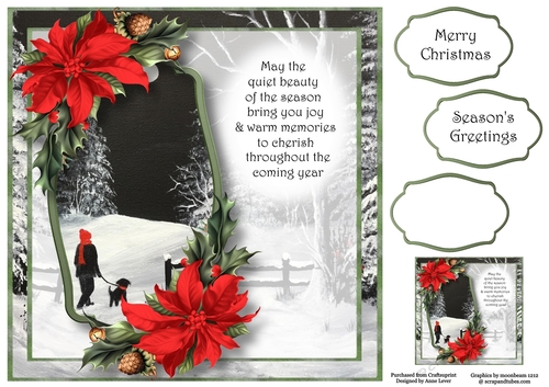 Scenic Verse Christmas - Red Poinsettias 8x8