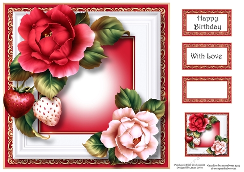 Framed Seasons - Summer Strawberry Roses 8x8