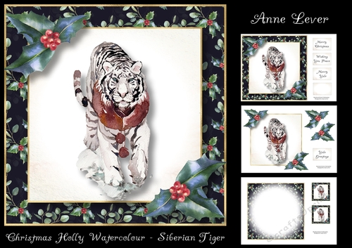 Christmas Holly Watercolour - Siberian Tiger