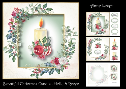 Beautiful Christmas Candle - Holly & Roses