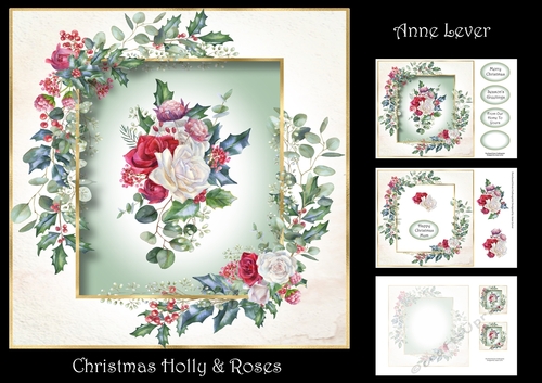 Christmas Holly & Roses
