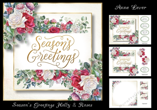 Seasons Greetings Holly & Roses