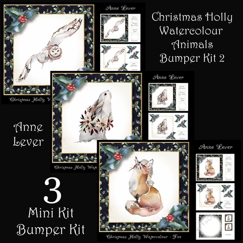 Christmas Holly Watercolour Animals Bumper Kit 2