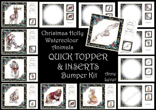 Christmas Holly Animals QUICK TOPPERS & INSERTS Bumper Kit