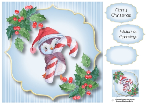 Merry Penguins - Candy Cane 8x8