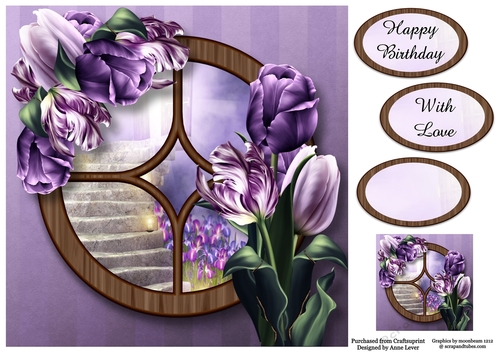 The Circular Window - Purple Tulips 8x8