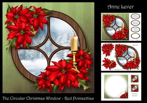 The Circular Christmas Window - Red Poinsettias