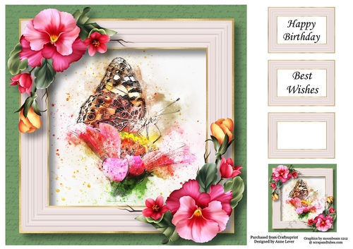 Butterfly Watercolour Splatter Art 4 8x8