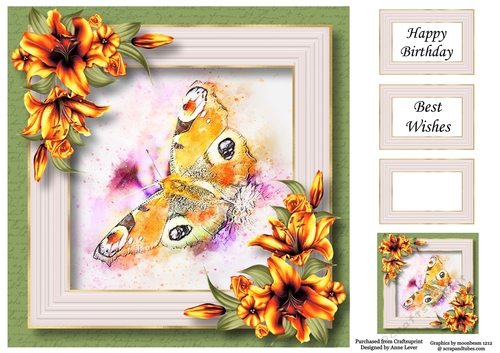 Butterfly Watercolour Splatter Art 2 8x8