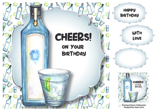 Birthday Cheers - Gin 8x8