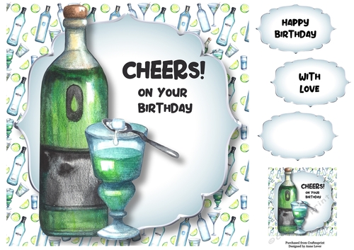Birthday Cheers - Absinthe 8x8
