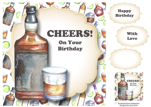 Birthday Cheers - Whiskey 8x8