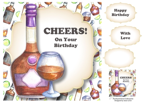 Birthday Cheers - Cognac 8x8