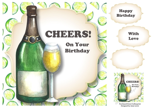 Birthday Cheers - Champagne 8x8