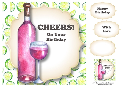 Birthday Cheers - Red Wine 8x8