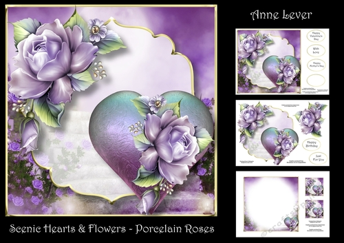 Scenic Hearts & Flowers - Porcelain Roses
