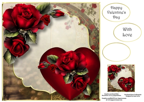 Scenic Hearts & Flowers - Red Roses 8x8