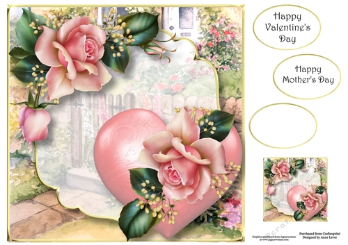 Scenic Heart & Flowers - Downton Roses 8x8