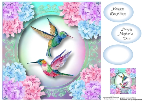 Beautiful Humming Birds 8x8
