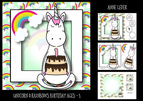Unicorn & Rainbows Birthday Ages - 1