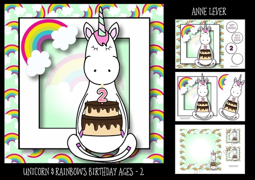 Unicorn & Rainbows Birthday Ages - 2