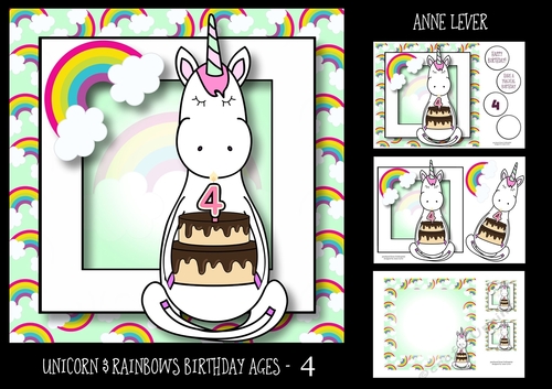 Unicorn & Rainbows Birthday Ages - 4