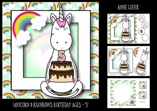 Unicorn & Rainbows Birthday Ages - 5