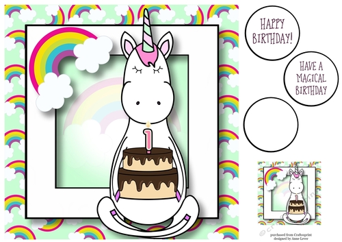 Unicorn & Rainbows Birthday Ages - 1 8x8
