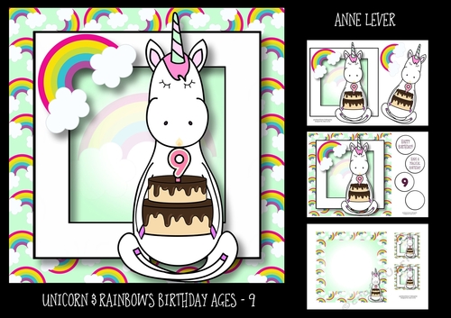 Unicorn & Rainbows Birthday Ages - 9