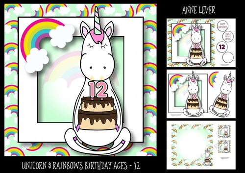 Unicorn & Rainbows Birthday Ages - 12