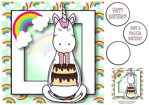 Unicorn & Rainbows Birthday Ages - 11 8x8