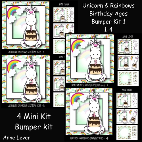 Unicorn & Rainbows Birthday Ages Bumper Kit 1 1-4
