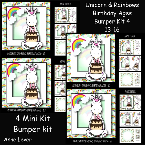 Unicorn & Rainbows Birthday Ages Bumper Kit 4 13-16