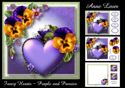 Fancy Hearts - Purple & Pansies