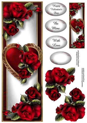Red Roses Fancy Hearts Lge DL