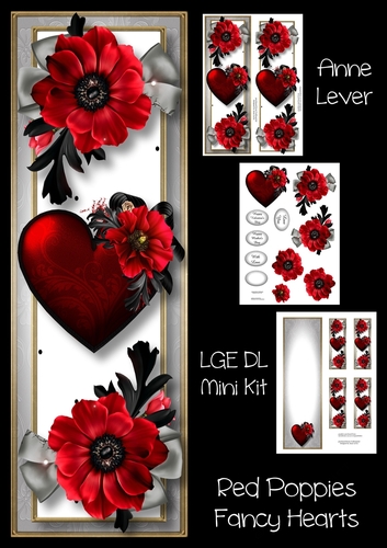 Red Poppies Fancy Hearts