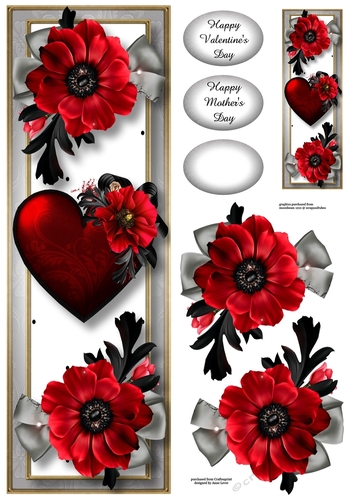 Red Poppies Fancy Hearts Lge DL