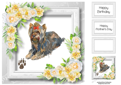 Beautiful Yorkshire Terrier & White Camellias 8x8