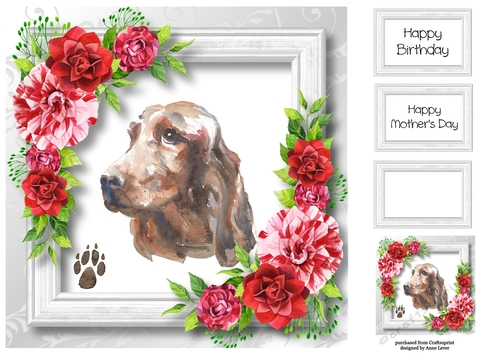 Beautiful Irish Setter & Red Camellias 8x8
