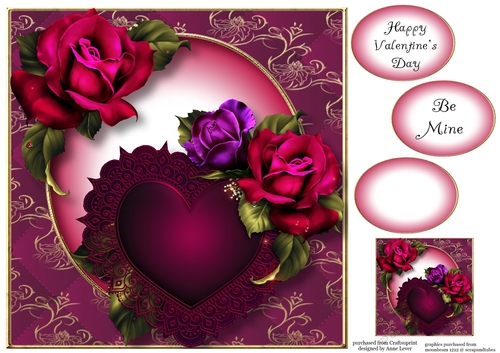 Valentine Roses & Heart 8x8