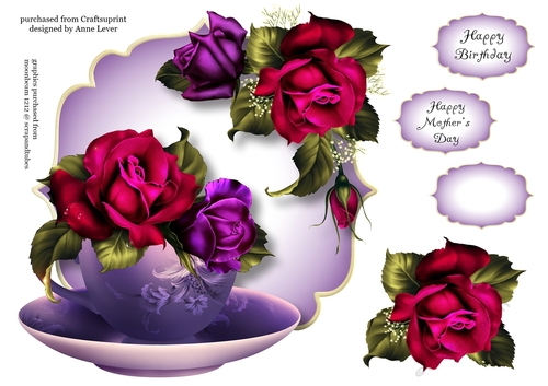 Valentine Roses - Teacup & Saucer