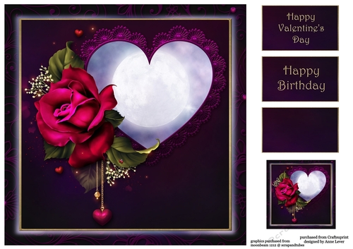 Valentine Rose & Moon 8x8