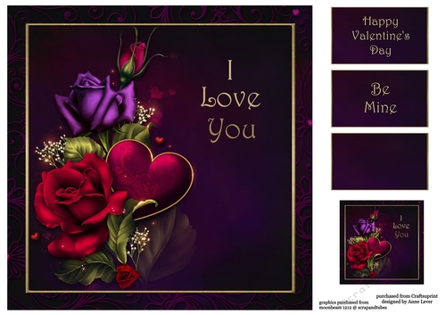 I Love You - Hearts & roses 8x8