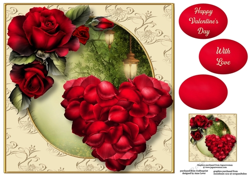 Rose Petal Heart - Red 8x8