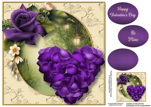 Rose Petal Heart - Purple 8x8